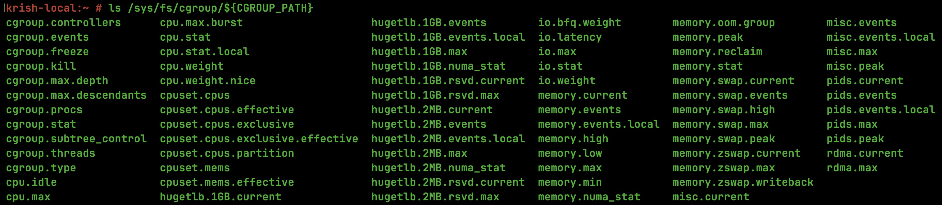 Contents of cgroup
